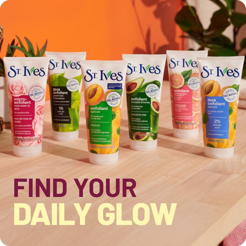 St. Ives Gentle Smoothing Face Scrub Rose Water & Aloe Vera Made with 100% Natural Exfoliants, Paraben Free, Oil-Free, Dermatologist Tested, 6 fl oz