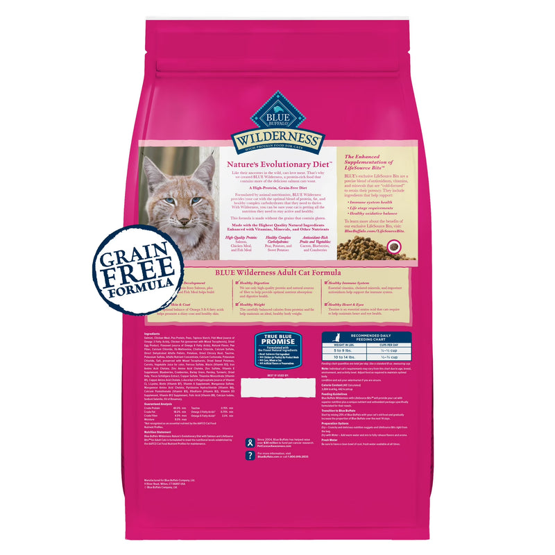 Blue Buffalo Wilderness Natural High Protein Dry Food for Adult Cats, Salmon, 4-lb Bag