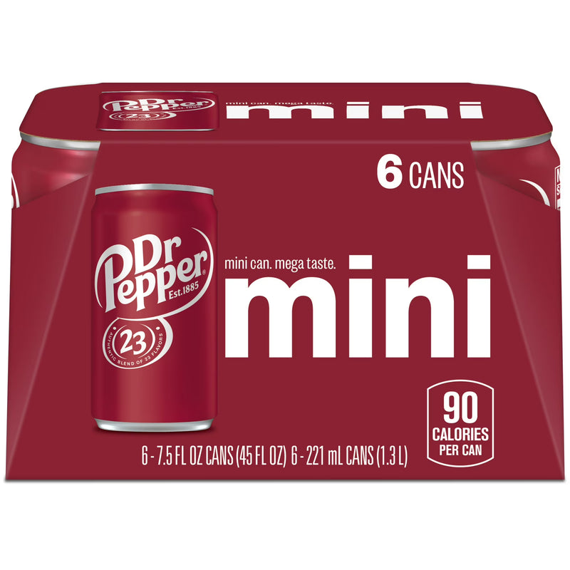 Dr Pepper Soda Pop, 7.5 fl oz, 6 Pack Cans