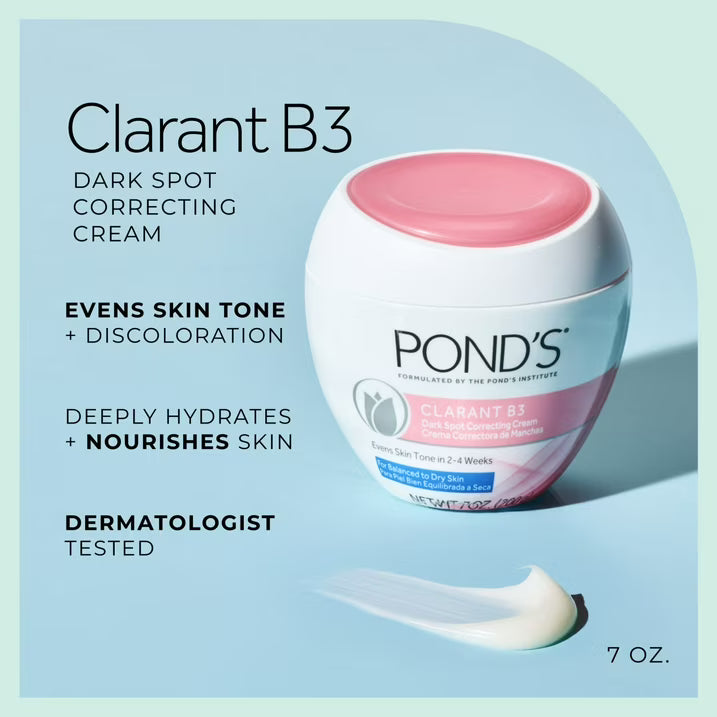POND’S Clarant B3 Dark Spot Correcting Face Cream, Daily Moisturizer for Dry Skin – 7 oz