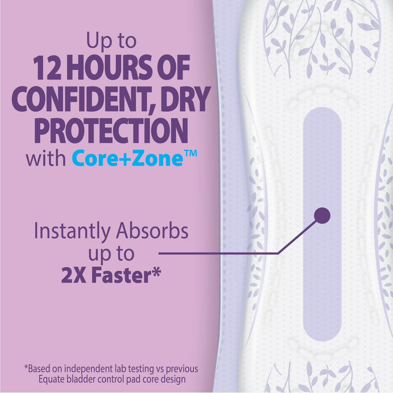Equate Options Women's Incontinence Pads, Maximum Absorbency, Long Length, 45 Count