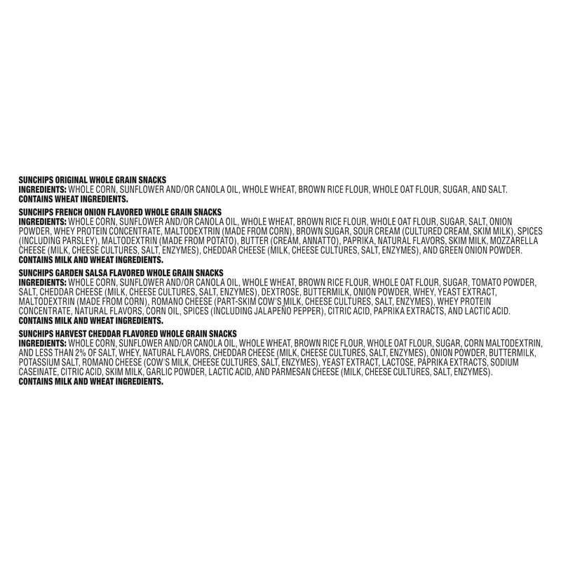 SunChips 100% Whole Grain Snacks, 4 Flavor Variety Pack, 1 oz, 18 Count