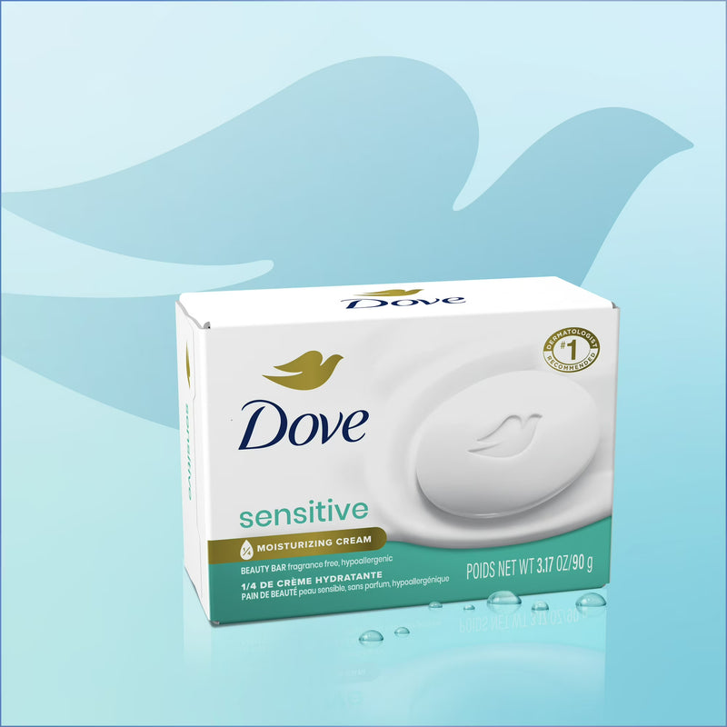 Dove Beauty Bar Soap for Women Sensitive Skin Fragrance Free and Hypoallergenic, 2.6 oz