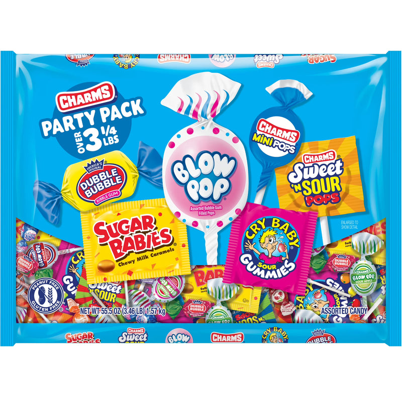 Charms party Pack Assorted Candy Variety Mix 55.5 oz. Bag, Peanut Free, Gluten Free
