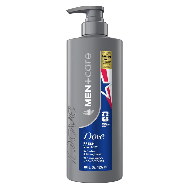 Dove Men+Care Limited Edition FIFA Shampoo & Conditioner to Refresh & Strengthen Hair Fresh Victory, 18 fl oz