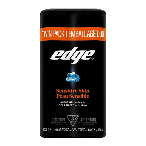 Edge Sensitive Skin Shave Gel for Men, Twin Pack, 14 oz