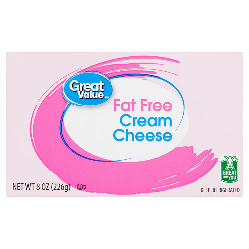 Great Value Fat-Free Cream Cheese Brick, 8 oz Block