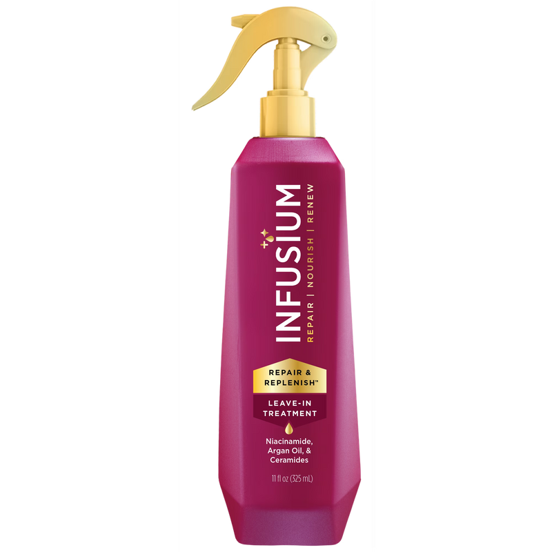 Infusium Repair & Replenish Leave-in Treatment Spray for All Hair Types, with Niacinamide, Argan Oil & Ceramides, 13 fl oz