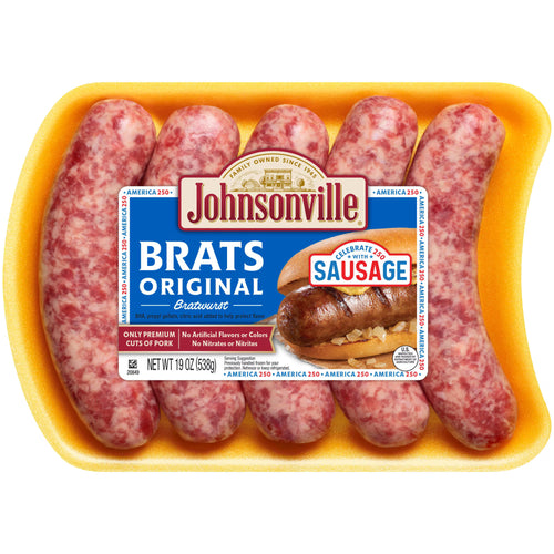 Johnsonville Brats Original Pork Bratwurst Links, 19 oz (5 Count) Refrigerated