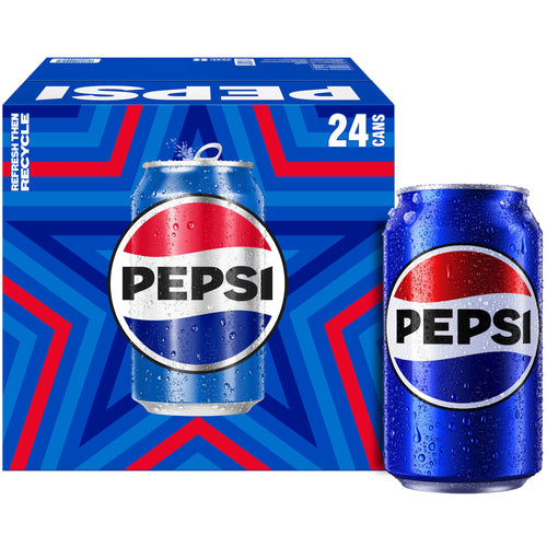 Pepsi Cola Soda Pop, 12 oz Cans, 24 Pack