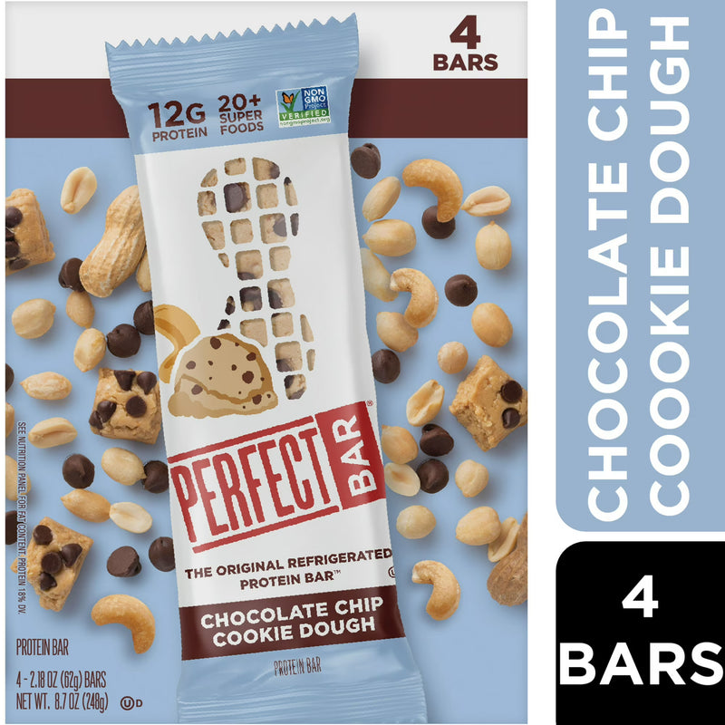 Perfect Bar Gluten-Free Chocolate Chip Cookie Dough Protein Bar, 4 count, 2.2 oz