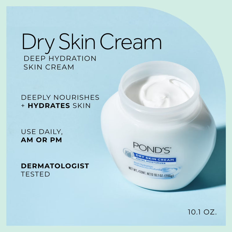 POND’S Dry Skin Cream, Moisturizing Face Cream for Deep Hydration – 10.1 oz