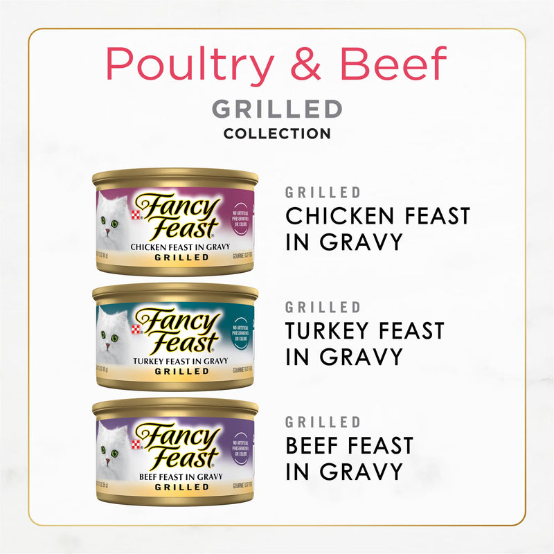 Purina Fancy Feast Grilled Kitten Food, Wet Cat Food, Poultry & Beef, 3 oz Cans