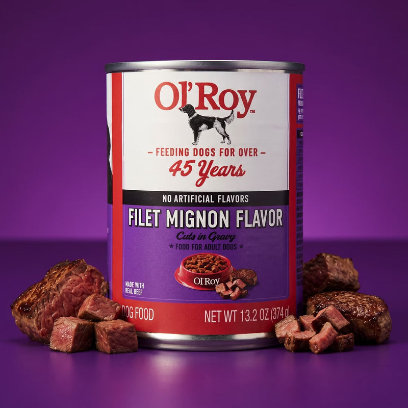 Ol' Roy Filet Mignon Flavor Cuts in Gravy Wet Dog Food, 13.2 oz Can