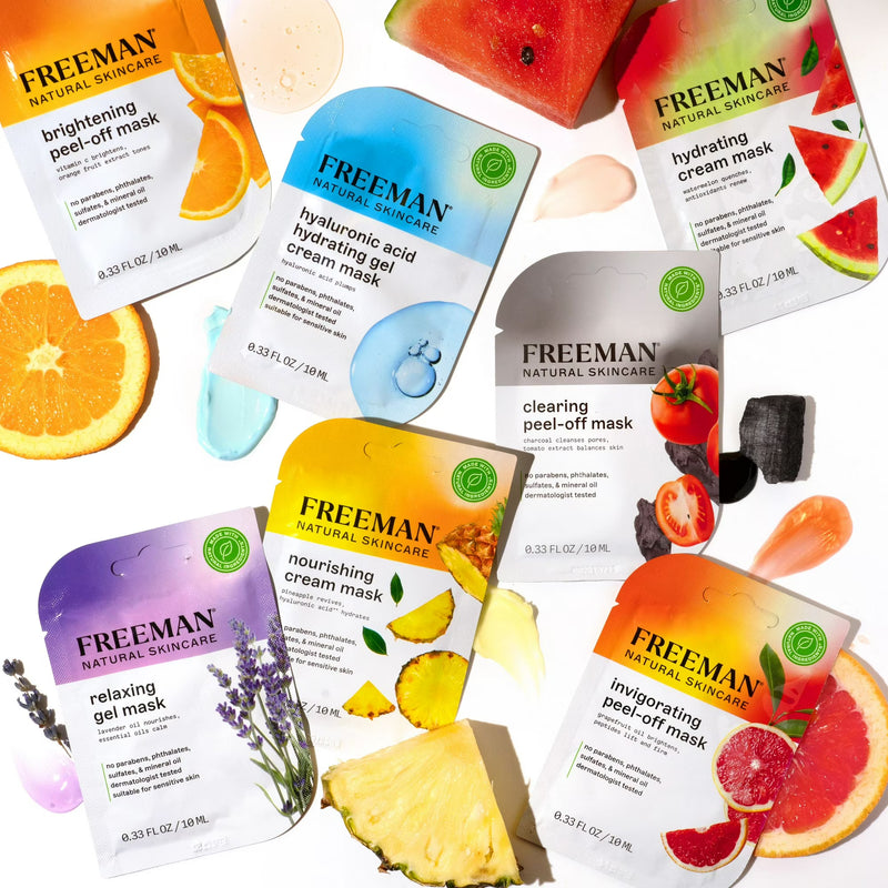 Freeman Natural Skincare Clearing Charcoal & Tomato Peel-off Facial Mask for Acne, 6 oz