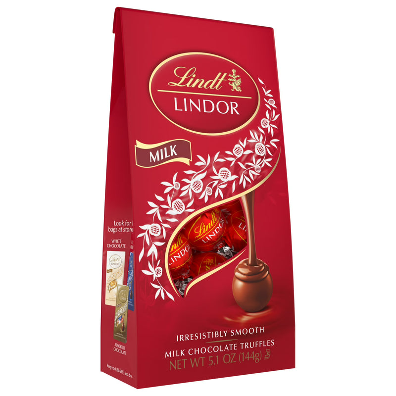 Lindt LINDOR Milk Chocolate Candy, 5.1 oz Bag