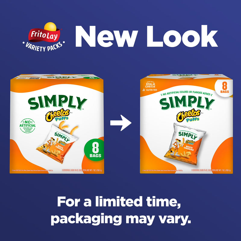Cheetos Simply Puffs Cheese White Cheddar Flavored Snacks, 8 Count