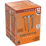 Monster Energy, Ultra Sunrise, Sugar Free Energy Drink, 12 fl oz, 4 Pack