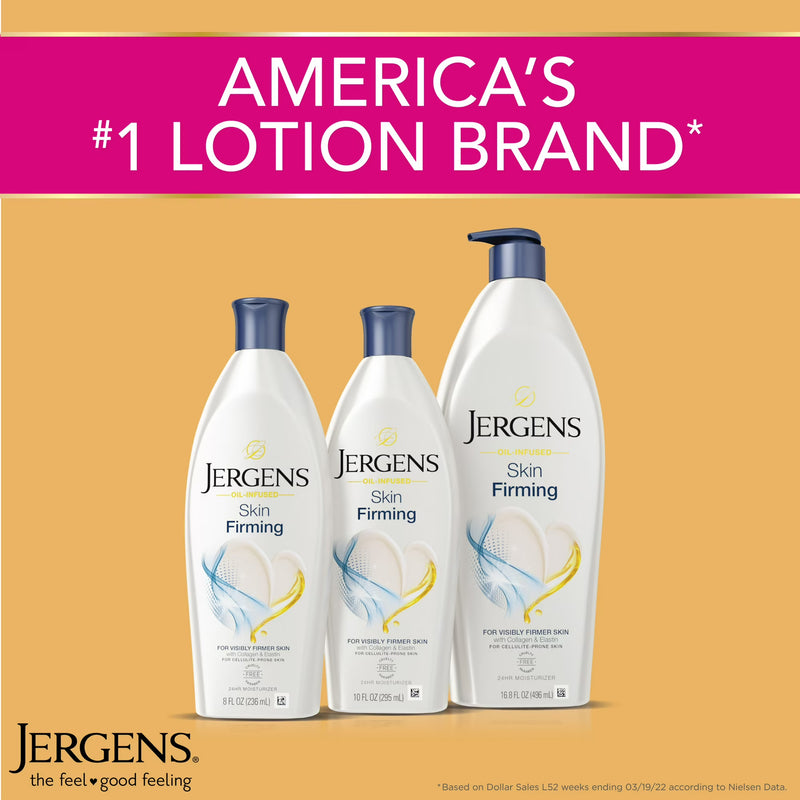 Jergens Skin Firming Body Lotion for Dry Skin, Moisturizer with Collagen, Elastin, 16.8 oz