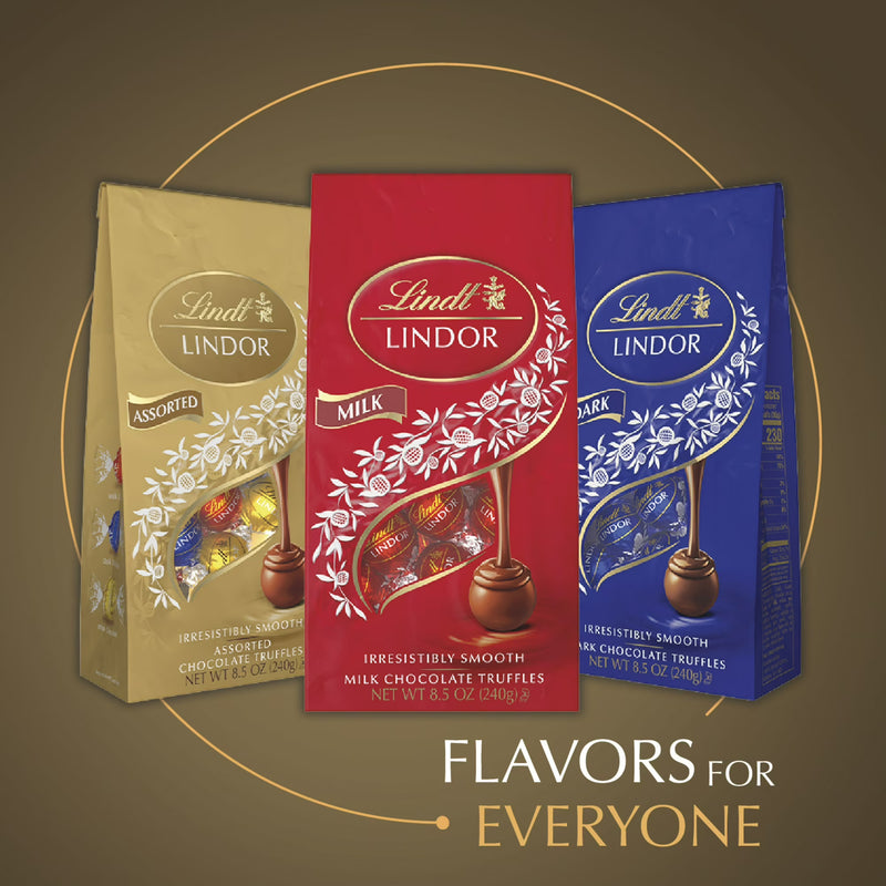 Lindt Lindor Assorted Chocolate Candy Truffles, 5.1 oz, Bag