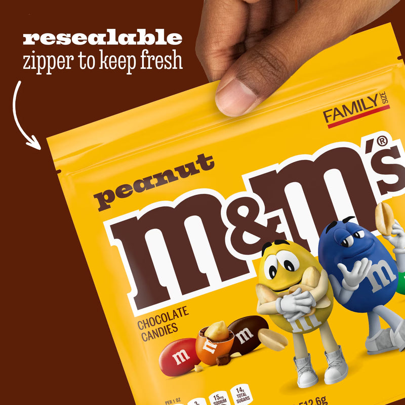 M&M'S Peanut Milk Chocolate Candy, Family Size (18.08 oz)