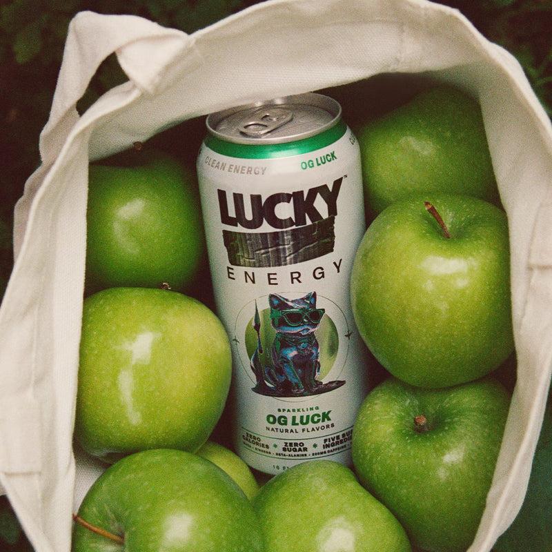 Lucky Energy Sugar Free Energy Drinks 16 fl oz Can, OG Luck with Maca, Ginseng, Taurine, Beta-Alanine, 200mg Caffeine, Zero Calories