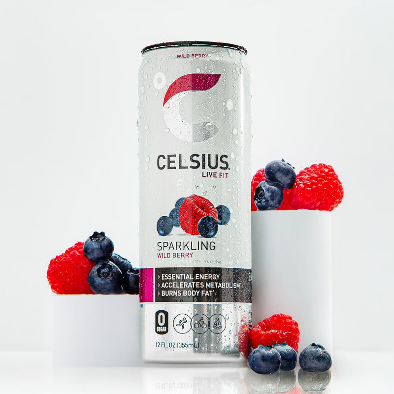 CELSIUS Sparkling Wild Berry, Functional Energy Drink 12 fl oz Can (Pack of 12)