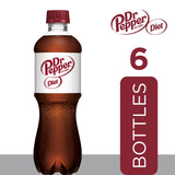 Diet Dr Pepper Soda Pop, 16.9 fl oz, 6 Pack Bottles