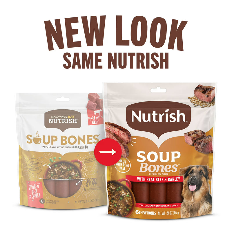 Nutrish Soup Bones Premium Dog Chews with Real Beef and Barley, 6 Chews (Rachael Ray)