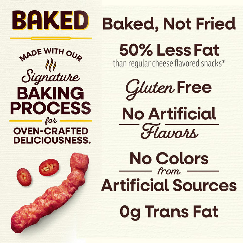 Baked Cheetos Crunchy 50% Less Fat Flamin’ Hot Cheese Flavored Snacks Bag, 7.625 oz