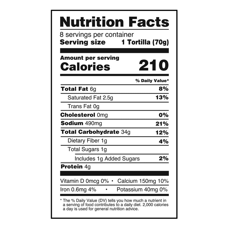 Great Value Burrito Flour Tortillas, 20 oz, 8 Count