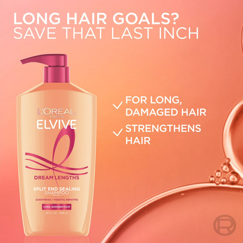 L'Oreal Paris Elvive Dream Lengths Restoring Shampoo, Pump, 28 fl oz