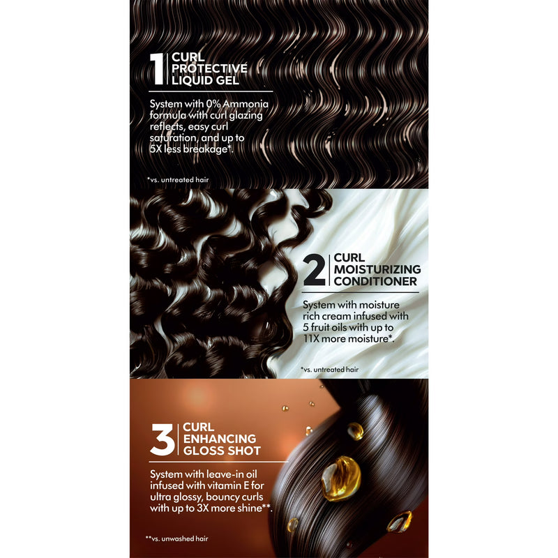 Garnier Nutrisse 0% Ammonia Glossy Curl Nourishing Permanent Hair Color Kit, CR4 Dark Brown, 1 Kit