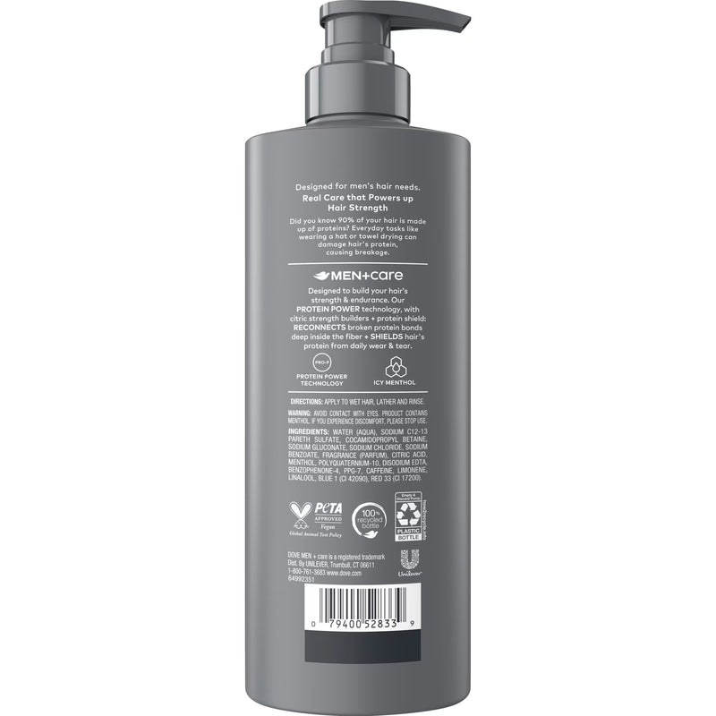 Dove Men+Care Shampoo for Instantly Cools Scalp Cooling Relief with Icy Menthol, 18 fl oz 1 Count