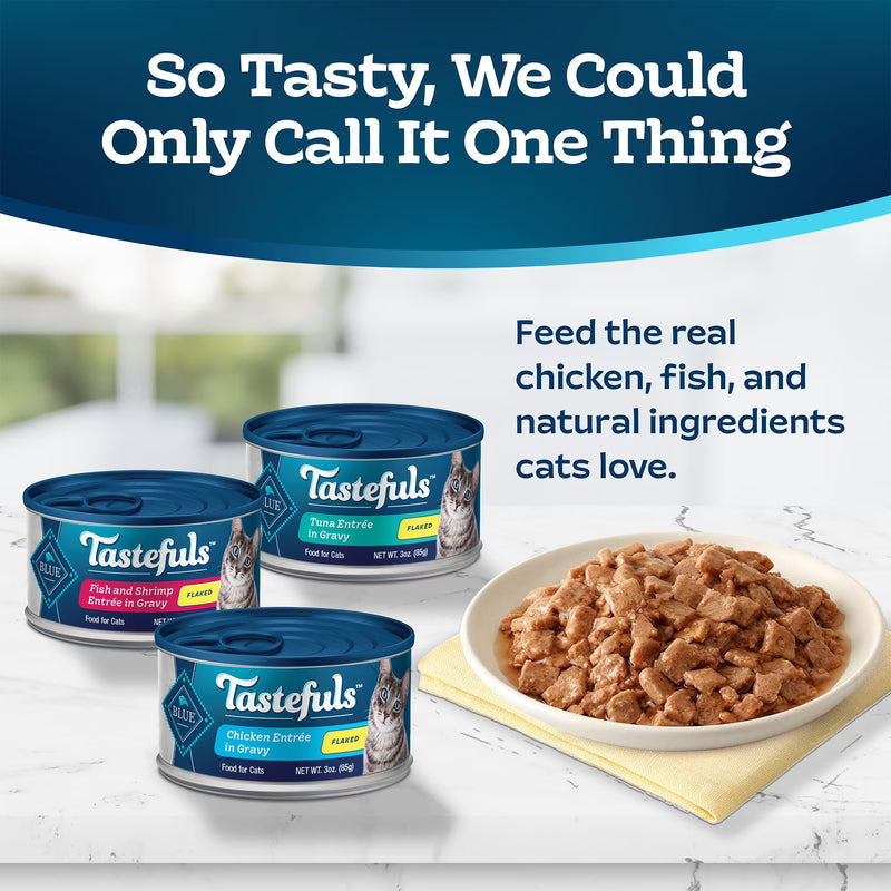 Blue Buffalo Tastefuls Flaked Wet Cat Food 3-Flavor Variety Pack, 3-oz. (12ct, 4 of Each)