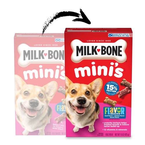 Milk Bone Flavor Snacks Mini’s Dog Biscuits, Flavored Crunchy Dog Treats, 15 oz Box