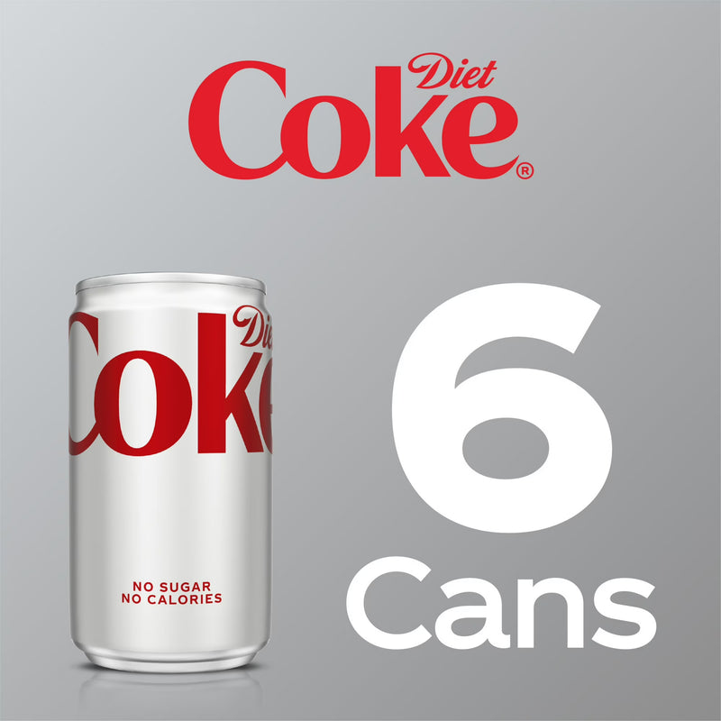 Diet Coke Soda Pop Mini Cans, 7.5 fl oz, 6 Pack