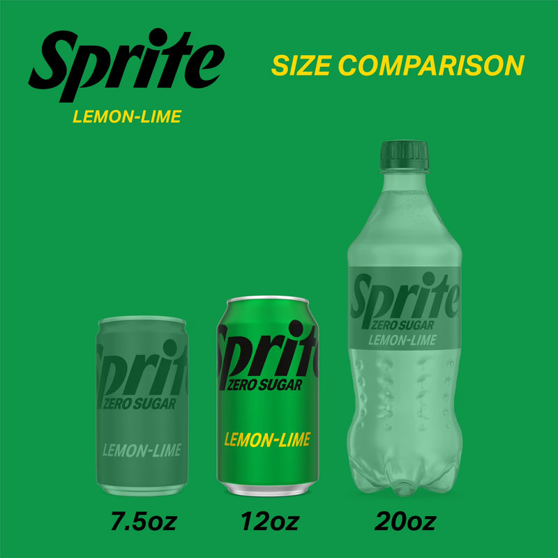 Sprite Zero Sugar Lemon-Lime Caffeine Free Soda Pop Fridge Pack Cans, 12 fl oz, 12 Pack