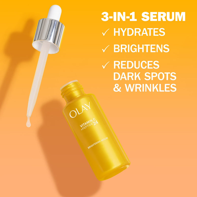 Olay Skin Care Vitamin C + Peptide 24 Brightening Facial Serum, for Dry Dull Skin, 1.3 fl oz
