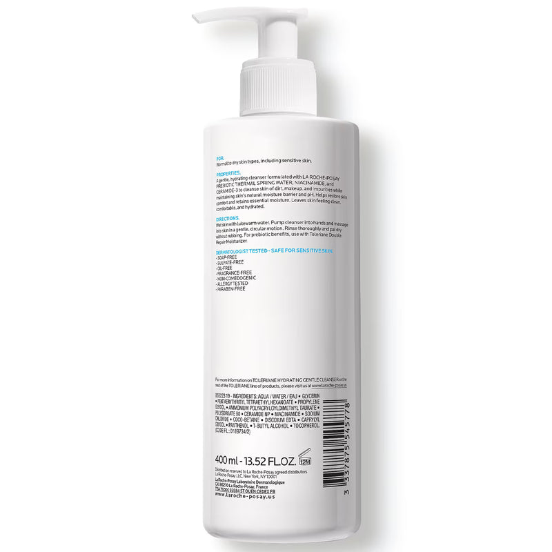 La Roche-Posay Toleriane Hydrating Gentle Face Cleanser, Daily Face Wash for Dry Sensitive Skin, 13.52