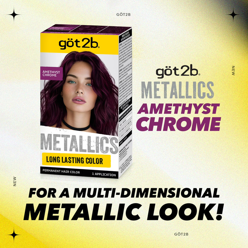 got2b Metallics Permanent Hair Dye, M69 Amethyst Chrome, Hair Color for Women & Men, 1 Kit