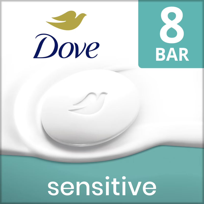 Dove Beauty Bar Women's Bath Soap Sensitive, 3.75 oz 8 Bars