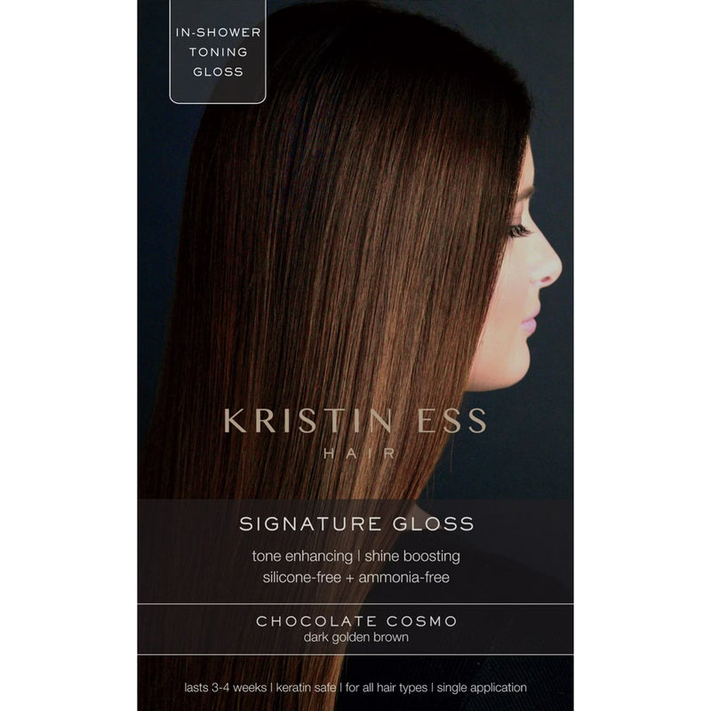 Kristin Ess Hair Gloss in Chocolate Cosmo Dark Golden Brown - 4 Week Semi Permanent Hair Color for Women - Shine - Hair Dye Glaze
