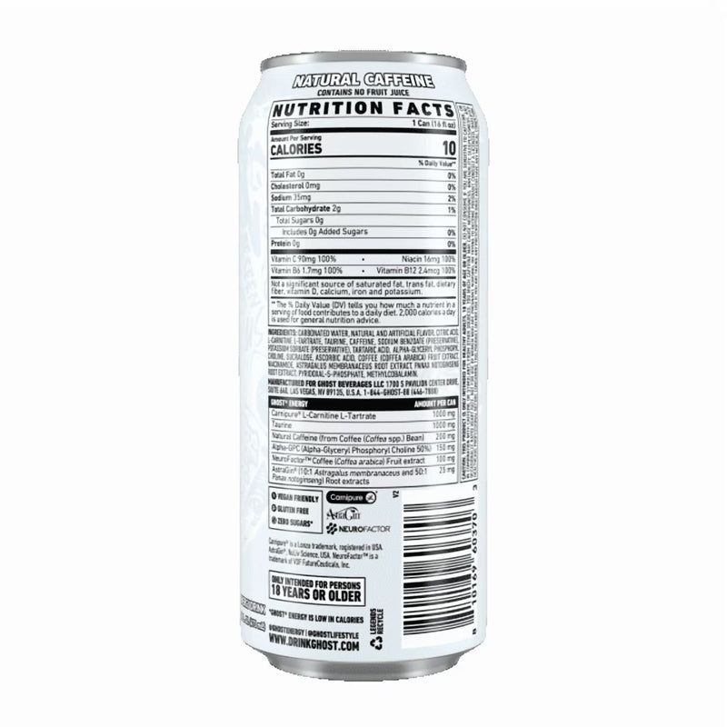 GHOST® ENERGY Zero Sugars Energy Drink, Original Flavor, 200mg Natural Caffeine, 16 fl oz, 12 Pack Cans
