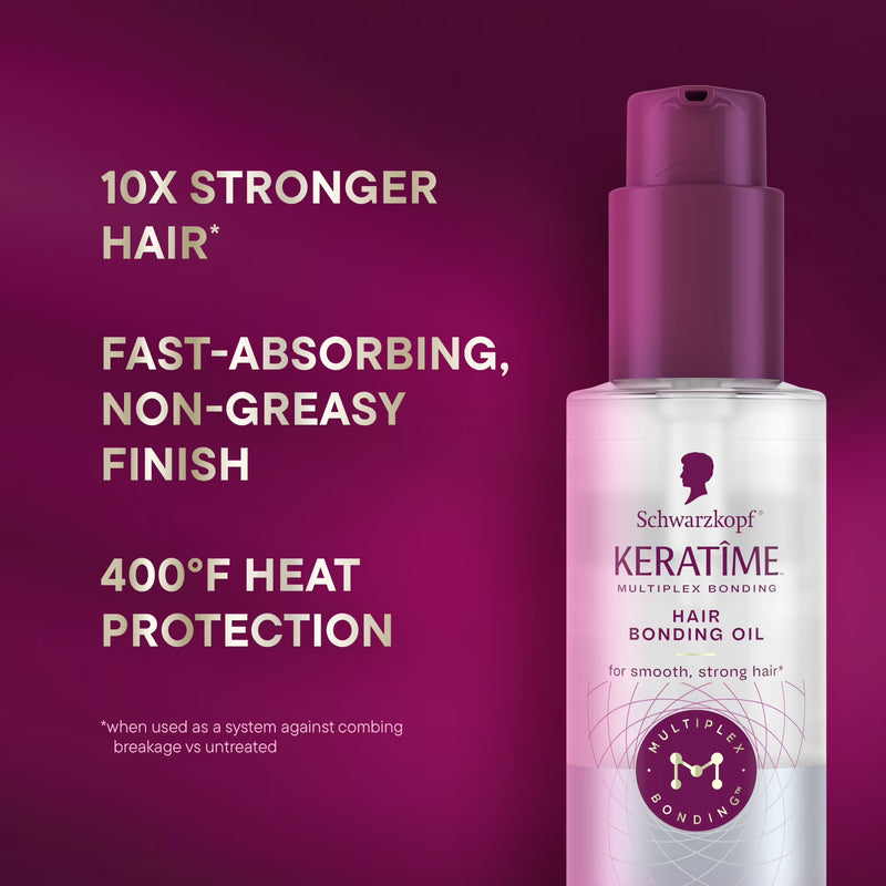 Schwarzkopf KERATIME Hair Bonding Oil for Strong, Smooth Hair, 1.7 fl oz