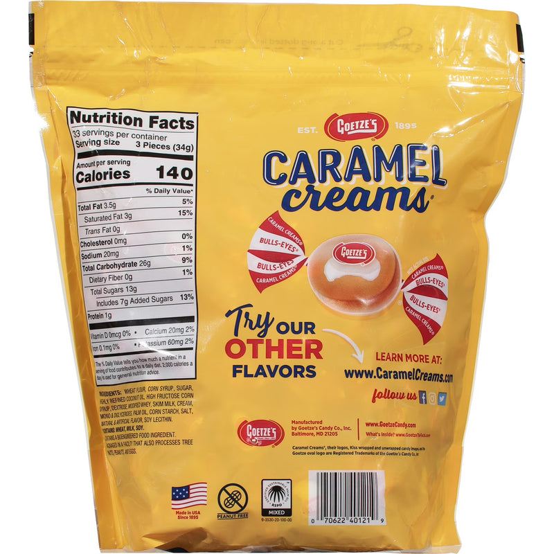 Goetze's Original Caramel Creams, Peanut Free, 34.8oz Bag