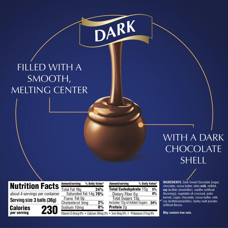 Lindt LINDOR Dark Chocolate Candy, 5.1 oz Bag