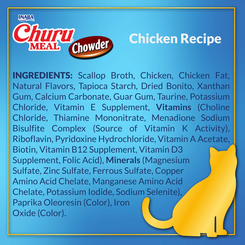 INABA Churu Meal Chowder Adult Wet Cat Food, 2.29 oz cup, 12-count, Chicken Variety Pack