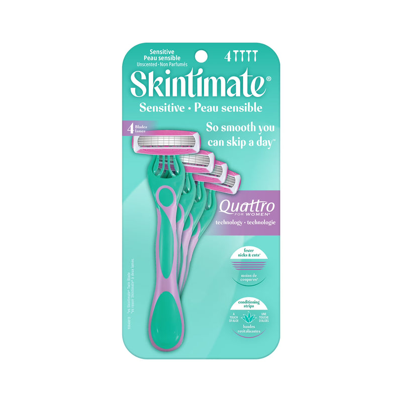 Skintimate Sensitive Women's 4-Blade Disposable Razors, 4 Count