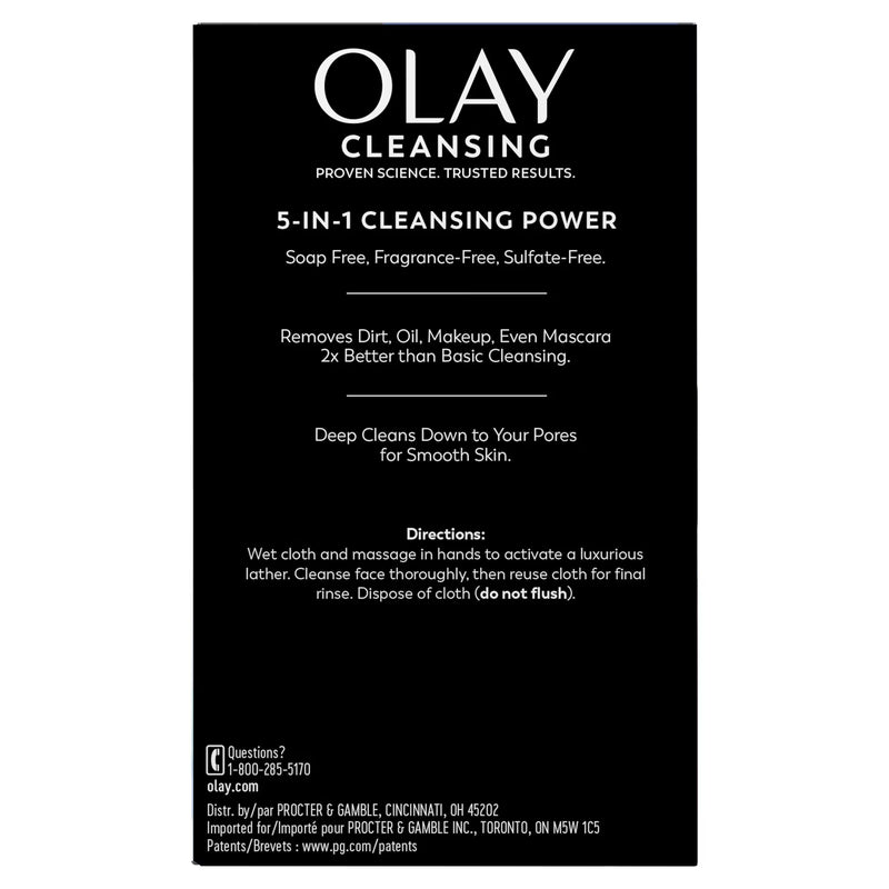 Olay Daily Facials Deeply Purifying Cleansing Cloths, Gentle Makeup Remover, Fragrance-Free, 66 Count